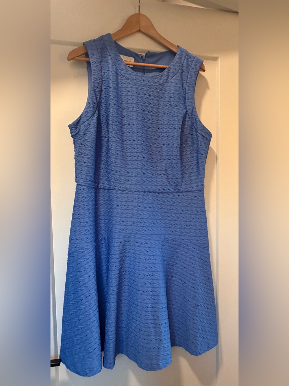 Donna Morgan Sleeveless Blue Eyelet Fit-and-Flare Dress